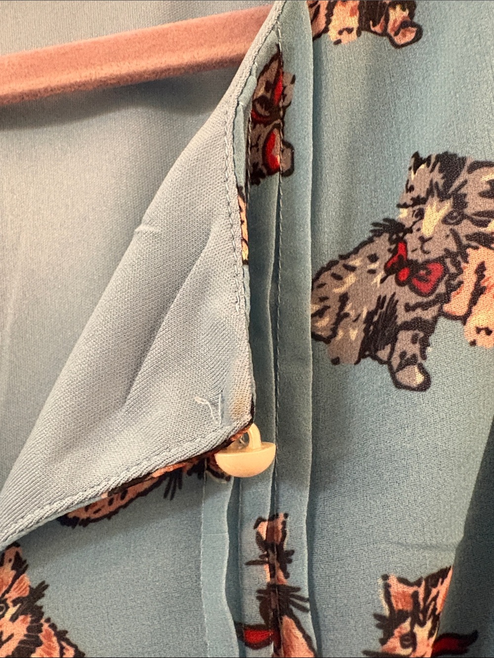 Lindy Bop Baby Blue 1930s Style Kitten Print Tie-Waist Midi Dress - Picture 4 of 4